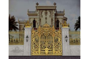 Mẫu cổng nhôm đúc trúc phối trống đồng 7