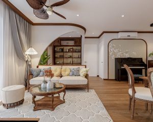 Thiết kế nội thất chung cư 60m2 phong cách Đông Dương trong lòng Ecopark 26