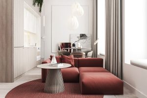 Nội thất màu đỏ và sự yên tĩnh trong căn hộ hiện đại 37