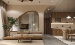 "Biến căn phòng ngủ trở nên rộng rãi hơn với bức tường trong suốt trong căn hộ màu nâu" 50