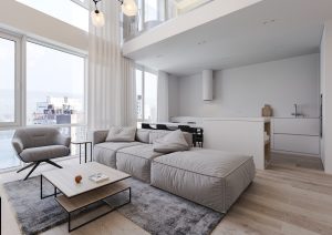 Nội thất tối giản và sang trọng cho căn hộ độc đáo với tầng lửng 18